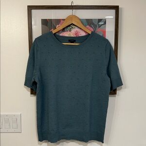 ANN TAYLOR FACTORY Dusty Blue Textured Short Sleeve Sweater